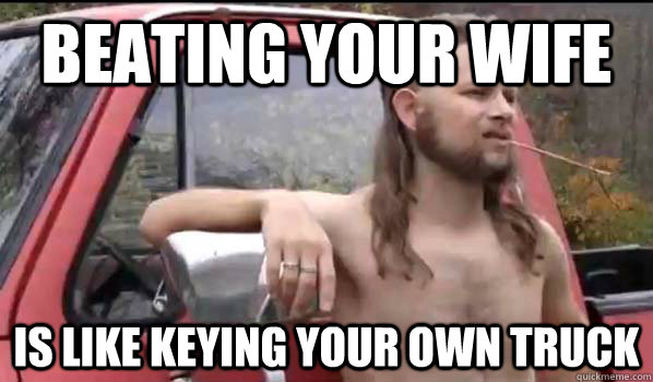 BEATING YOUR WIFE is like keying your own truck  Almost Politically Correct Redneck