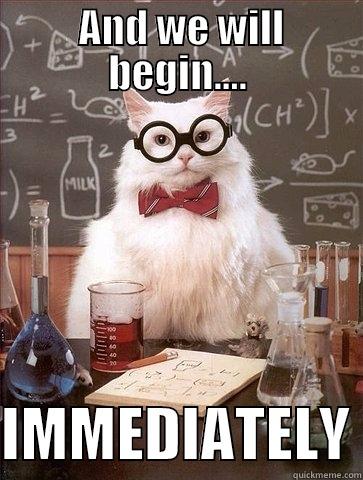  AND WE WILL BEGIN....  IMMEDIATELY Chemistry Cat