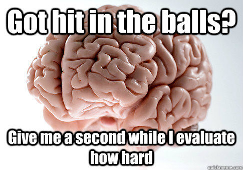 Got hit in the balls? Give me a second while I evaluate how hard   Scumbag Brain