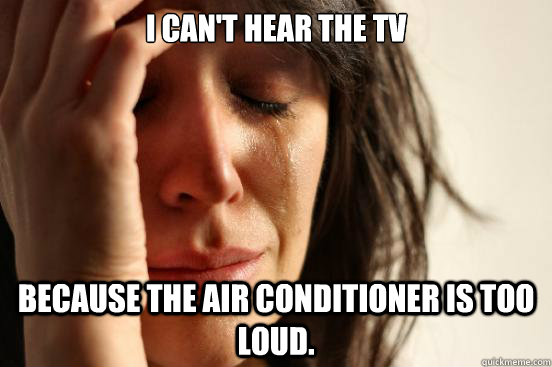 I can't hear the TV because the air conditioner is too loud.  First World Problems