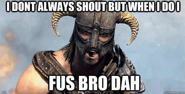 i dont always shout but when i do i fus bro dah  skyrim