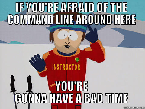 IF YOU'RE AFRAID OF THE COMMAND LINE AROUND HERE YOU'RE GONNA HAVE A BAD TIME Youre gonna have a bad time