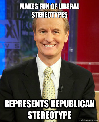 makes fun of liberal stereotypes represents republican stereotype  