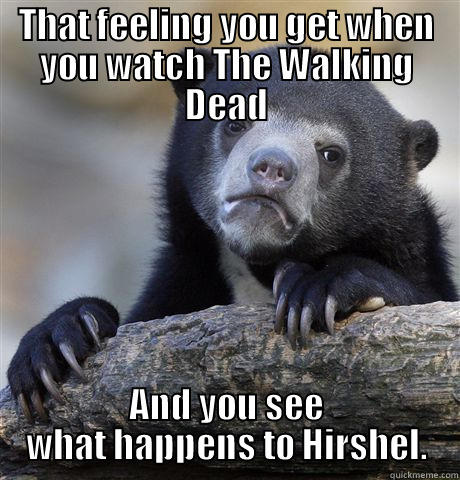 THAT FEELING YOU GET WHEN YOU WATCH THE WALKING DEAD AND YOU SEE WHAT HAPPENS TO HIRSHEL. Confession Bear