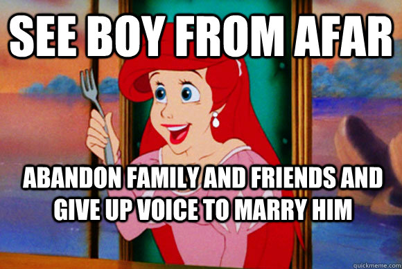 See boy from afar Abandon family and friends and give up voice to marry him - See boy from afar Abandon family and friends and give up voice to marry him  Disney Logic