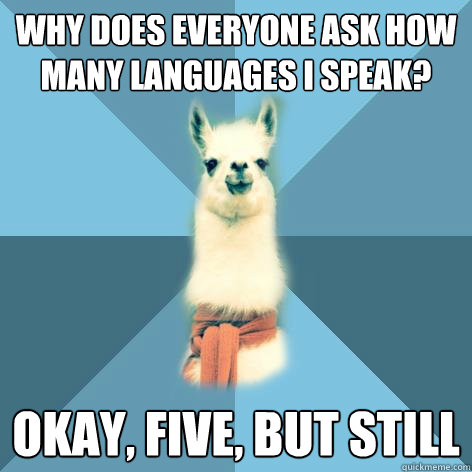 Why does everyone ask how many languages I speak? Okay, five, but still  Linguist Llama