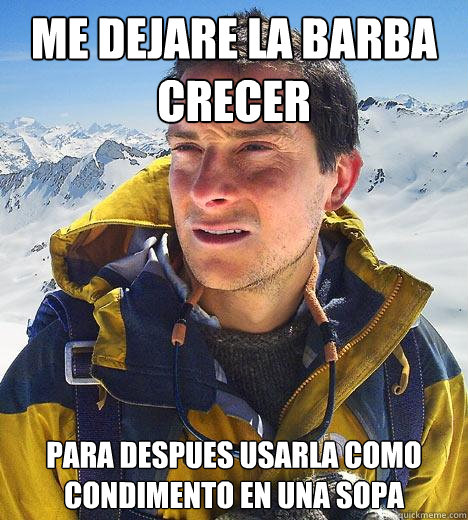 me dejare la barba crecer para despues usarla como condimento en una sopa   Bear Grylls