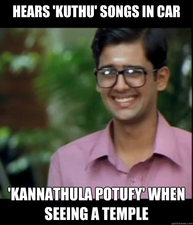 hears 'kuthu' songs in car 'kannathula potufy' when seeing a temple  Smart Iyer boy