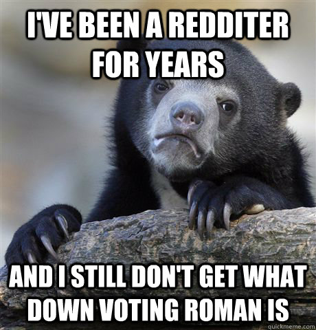 I've been a redditer for years and i still don't get what down voting roman is - I've been a redditer for years and i still don't get what down voting roman is  Confession Bear