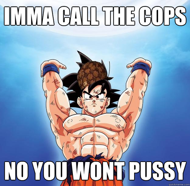 imma call the cops no you wont pussy  Scumbag Goku