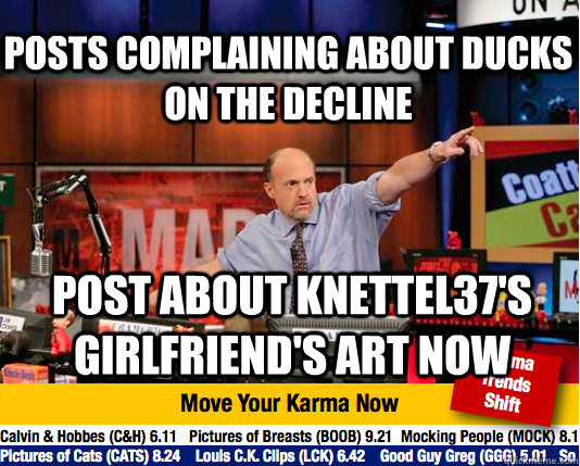 Posts complaining about ducks on the decline Post about knettel37's girlfriend's art now - Posts complaining about ducks on the decline Post about knettel37's girlfriend's art now  Mad Karma with Jim Cramer