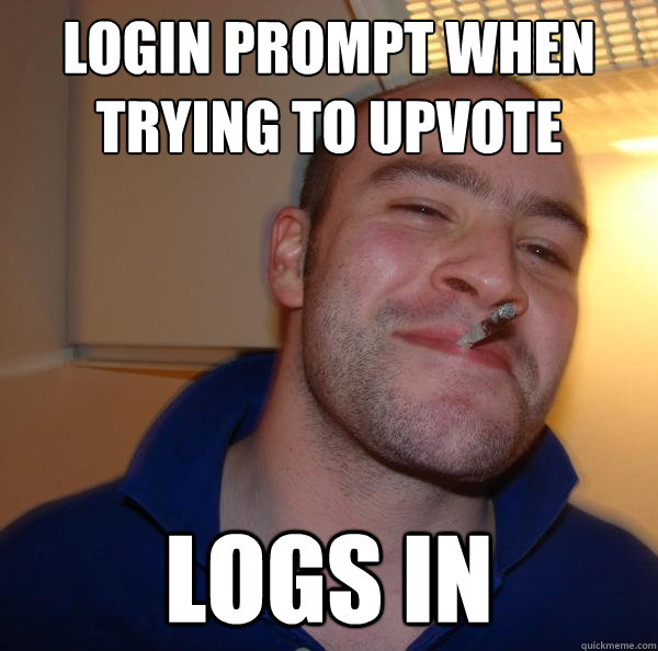 Login prompt when trying to upvote logs in - Login prompt when trying to upvote logs in  Misc