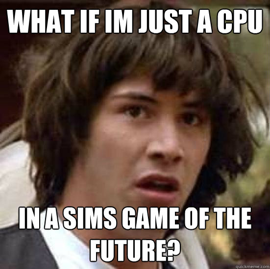 What if im just a CPU In a sims game of the future?  conspiracy keanu