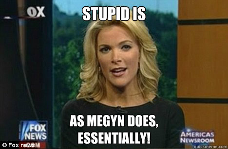 STUPID IS AS MEGYN DOES,
Essentially! - STUPID IS AS MEGYN DOES,
Essentially!  Megyn Kelly