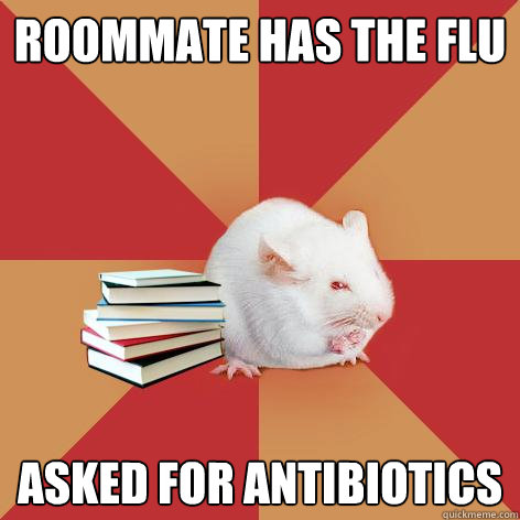 Roommate has the flu asked for antibiotics  Science Major Mouse