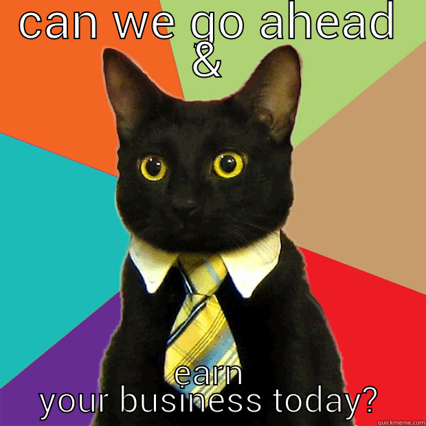 top salesman  - CAN WE GO AHEAD & EARN YOUR BUSINESS TODAY? Business Cat