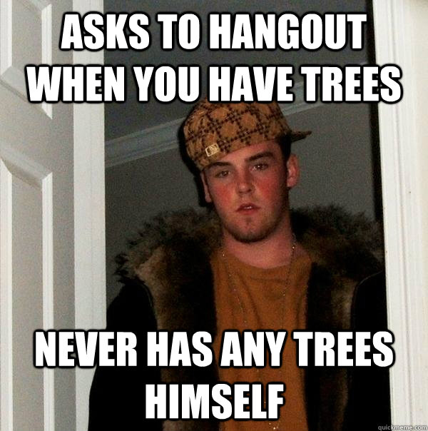 asks to hangout when you have trees never has any trees himself  Scumbag Steve