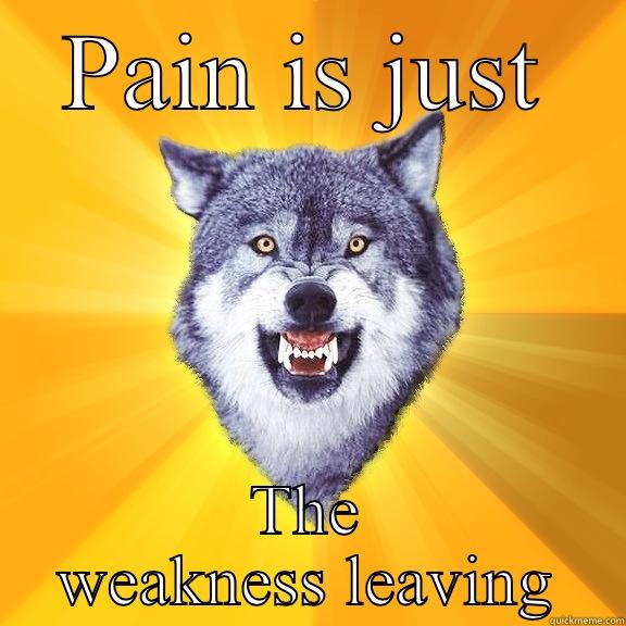 PAIN IS JUST THE WEAKNESS LEAVING Courage Wolf