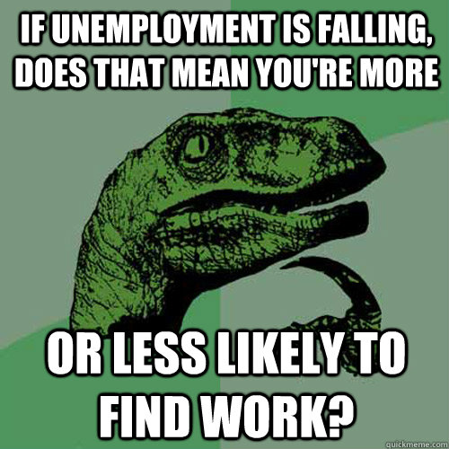 If unemployment is falling, does that mean you're more or less likely to find work?  Philosoraptor