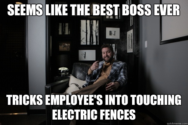 Seems like the best boss ever Tricks employee's into touching electric fences   benevolent bro burnie