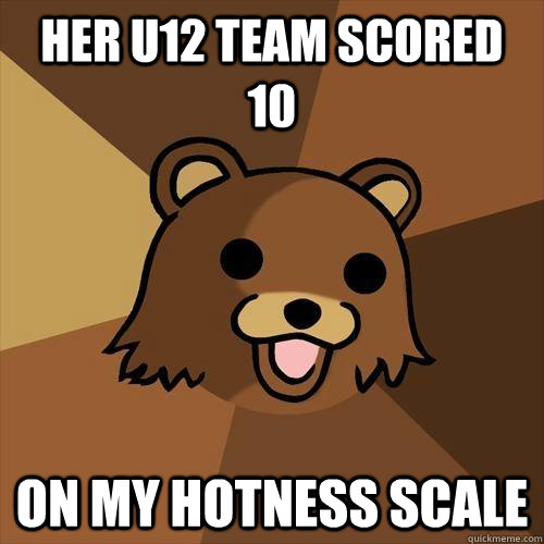 her U12 team scored 10 on my hotness scale  Pedobear