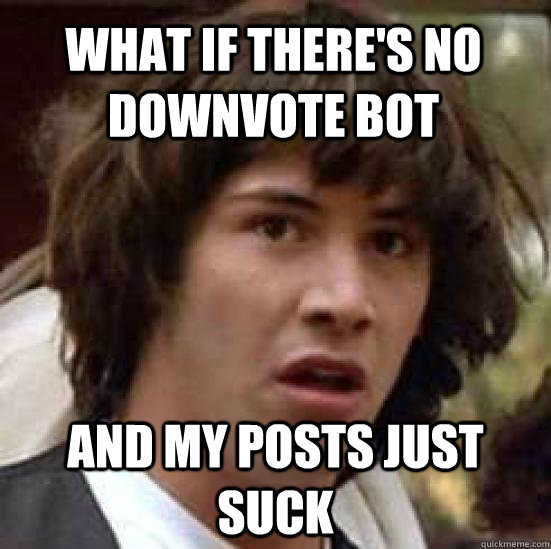 What if there's no downvote bot and my posts just suck  conspiracy keanu