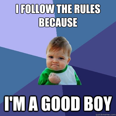 I Follow the rules because  I'm a good Boy  - I Follow the rules because  I'm a good Boy   Success Kid