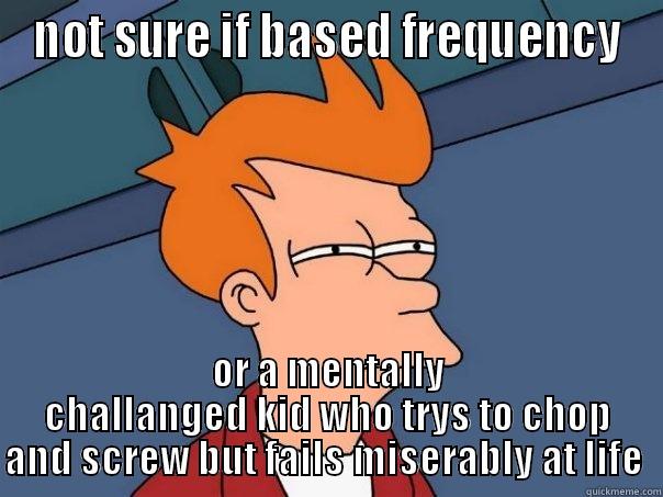 NOT SURE IF BASED FREQUENCY OR A MENTALLY CHALLANGED KID WHO TRYS TO CHOP AND SCREW BUT FAILS MISERABLY AT LIFE  Futurama Fry