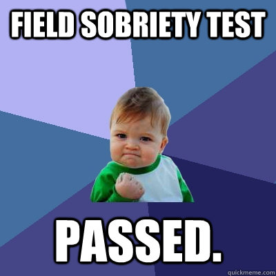 Field SOBRIETY TEST PASSED. - Field SOBRIETY TEST PASSED.  Success Kid
