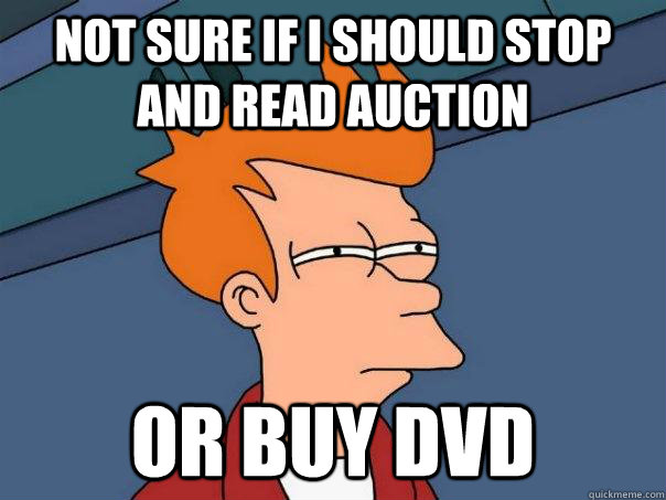 not sure if i should stop and read auction or buy dvd  Futurama Fry