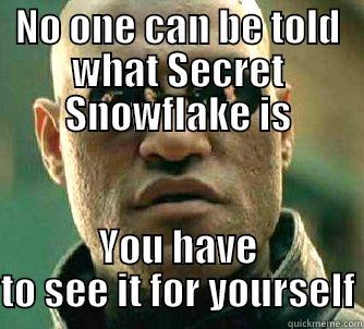 NO ONE CAN BE TOLD WHAT SECRET SNOWFLAKE IS YOU HAVE TO SEE IT FOR YOURSELF Matrix Morpheus