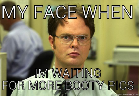 MY FACE WHEN  IM WAITING FOR MORE BOOTY PICS Schrute