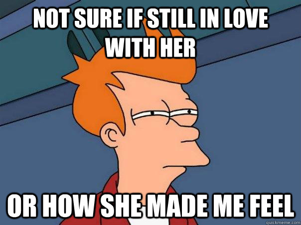 Not sure if still in love with her Or how she made me feel  Futurama Fry