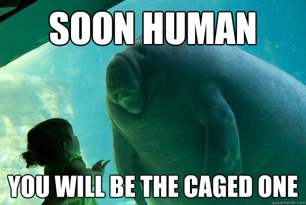 Soon human you will be the caged one - Soon human you will be the caged one  Overlord Manatee