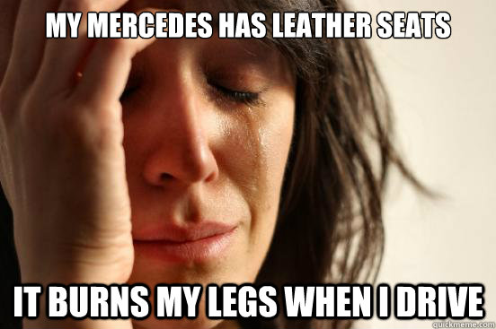 My Mercedes has leather seats it burns my legs when I drive  First World Problems