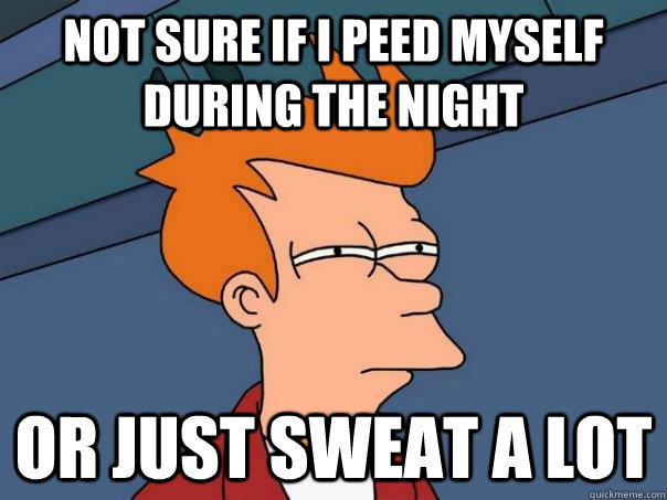 Not sure if I peed myself during the night Or just sweat a lot  Futurama Fry