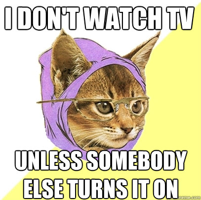 i don't watch tv unless somebody else turns it on  Hipster Kitty