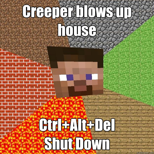 Creeper blows up house Ctrl+Alt+Del
Shut Down - Creeper blows up house Ctrl+Alt+Del
Shut Down  Minecraft