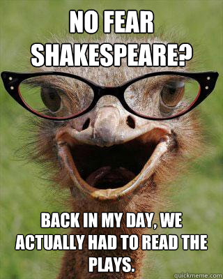 no fear shakespeare? back in my day, we actually had to read the plays.  Judgmental Bookseller Ostrich