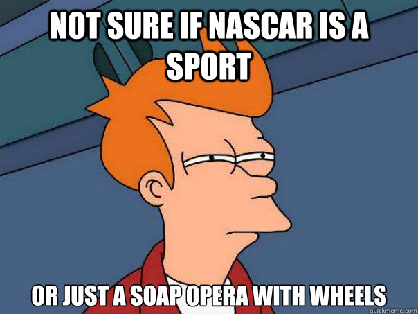 not sure if Nascar is a sport or just a soap opera with wheels  Futurama Fry