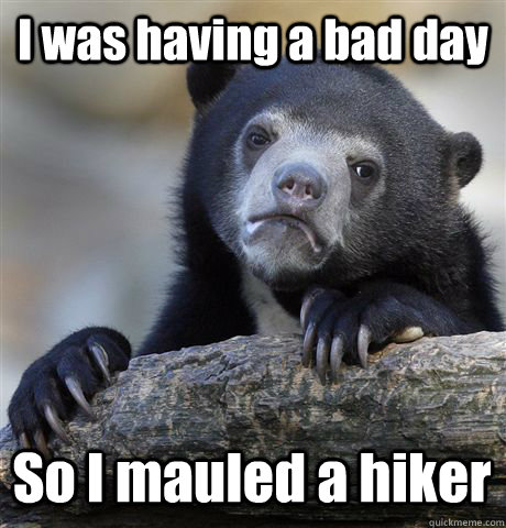 I was having a bad day So I mauled a hiker  Confession Bear