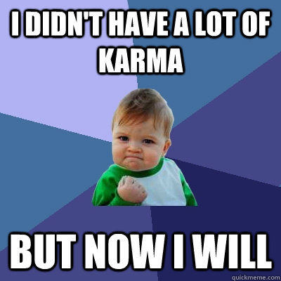 I didn't have a lot of karma but now I will  Success Kid