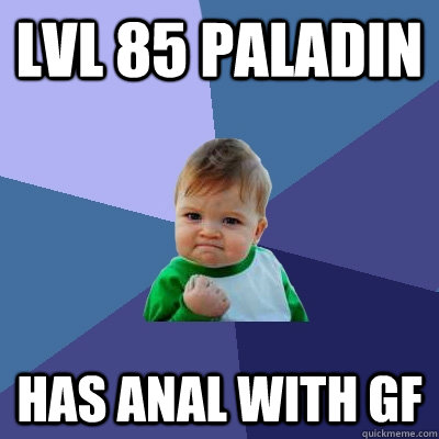 lvl 85 paladin has anal with gf  Success Kid