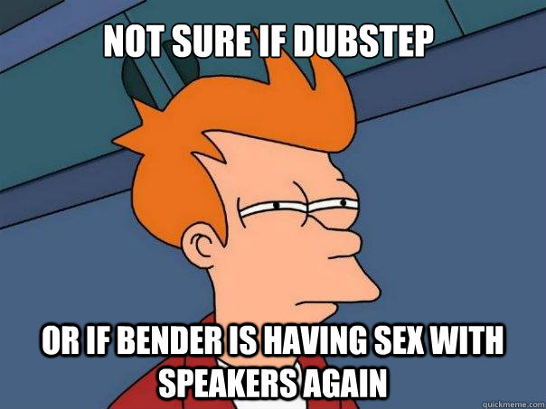 not sure if dubstep or if bender is having sex with speakers again  Futurama Fry