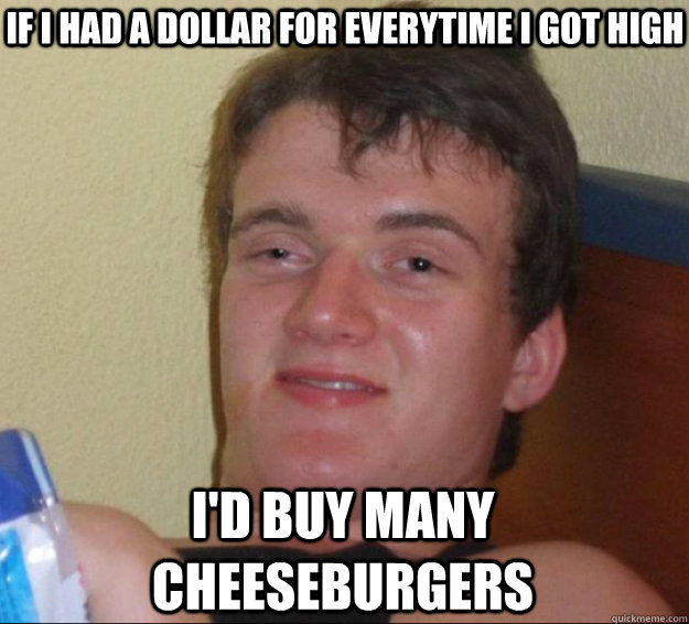 If I had a dollar for everytime I got high I'd buy many cheeseburgers  10 Guy