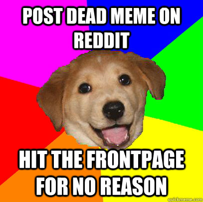 Post dead meme on Reddit Hit the frontpage for no reason  Advice Dog