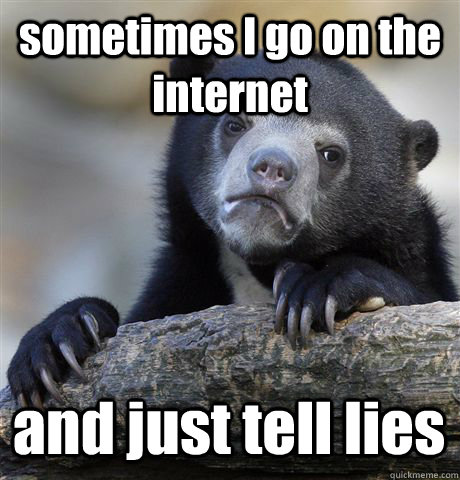 sometimes I go on the internet and just tell lies - sometimes I go on the internet and just tell lies  Confession Bear