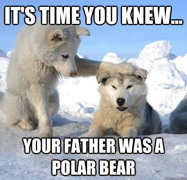 It's time you knew... Your father was a polar bear  