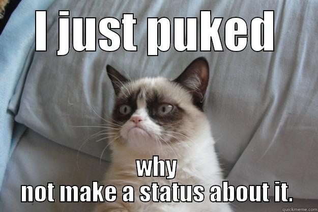 I JUST PUKED WHY NOT MAKE A STATUS ABOUT IT. Grumpy Cat