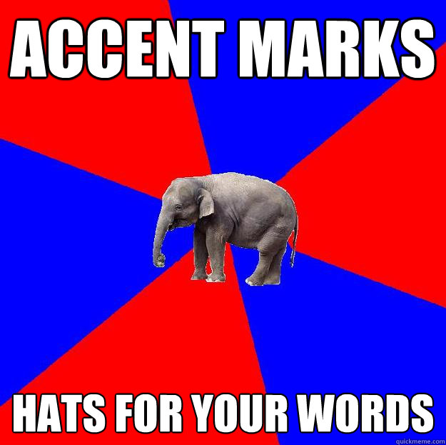 Accent marks hats for your words  Foreign language elephant